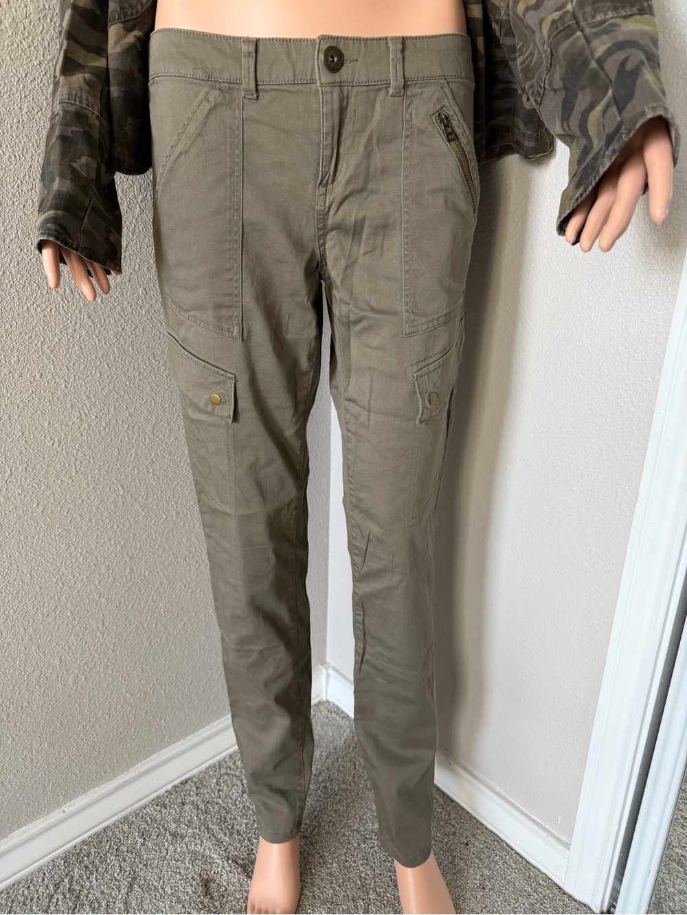 Rewind Olive Green Slim Cargo Pants